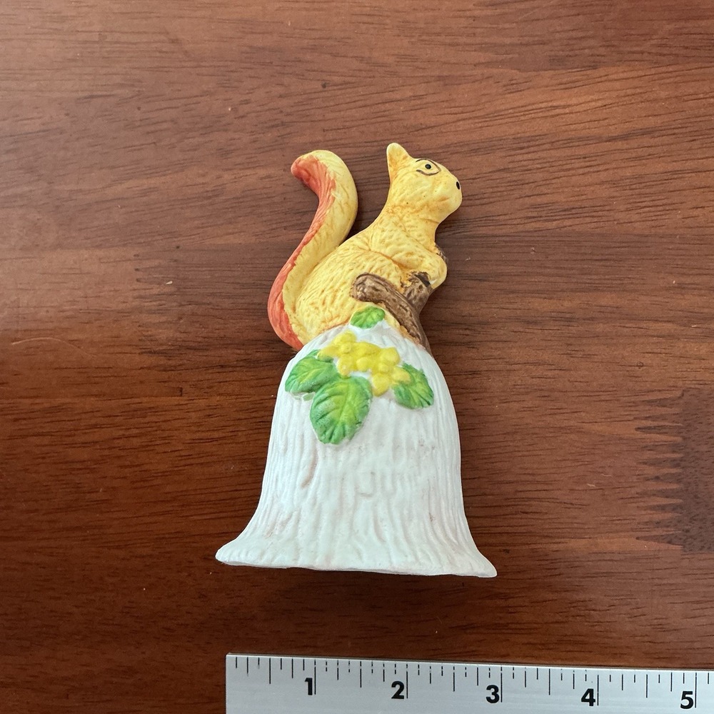 Vintage Porcelain Squirrel Decorative Hand Painted Floral Critter Bell 5" - Picture 6 of 7